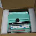 Small Glass Desk Whiteboard Dry-Erase Board with Clock, Small Travel Clock Keychain with Desk Notepad, Time Table Whiteboard for Desk Digital LED Light Display, 8x6 in with Accessories, Turquoise