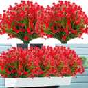 Artificial Flowers for Outdoors,20 Bundles UV Resistant Outdoor Fake Daffodil Flowers,Artificial Faux Plastic Outdoor Flowers Greenery Shrubs Plants for Indoor Outside Decor(Red)