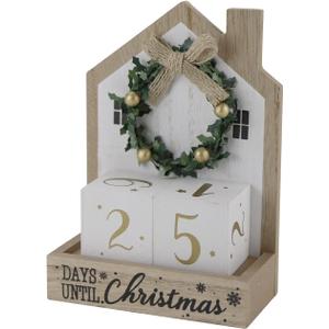 Sfozstra Christmas Wooden Countdown Advent Calendar with Bow Garland Simple Room Design Numebr Calendar to Meet the Christmas Countdown Calendar, Tabletop Calendar Decoration