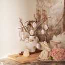 WDS WONDROUS 12-Piece Easter Hanging Ornaments Set, Plastic Bunny & Letter Eggs with Pink Vintage Pattern, Spring Home Decor for Wall Door Tree Table, Easter Party Supplies Gift (Pink and White)