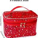Star Print Purple PVC Makeup Bag with Handle - 8.66 * 5.51 * 5.51 inch,Clear Storage Bag Toiletry Pocket Portable Zippered Pouch Waterproof Cosmetic Organizer Bags for Women (Purple-L)