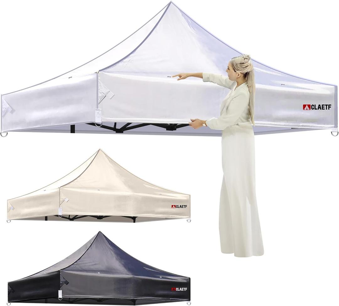 10x10 Canopy Replacement Top, Pop Up Canopy with 8 Drainage Holes, Canopy Tent Top Cover for Outdoor, Garden, Patio, Pavilion, Sun Shade.(TOP Only) (White)