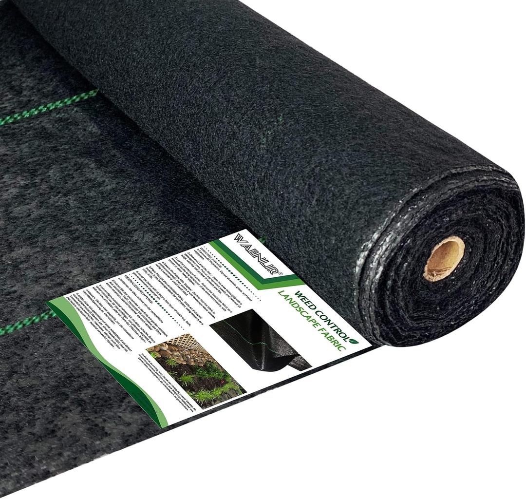 WAENLIR 5.8oz 5FT x 100FT Heavy Duty Landscape Fabric Weed Barrier Premium Woven Ground Cover Roll, UV Resistant&Tear-Proof, Ideal for Garden Beds, Walkways, Patios, Greenhouses, Outdoor Landscaping