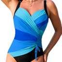 TASHEHE Women's One Piece Swimsuit Sexy Push Up Underwire Bathing Suit Ruched High Waisted Tummy Control Swimwear, Large