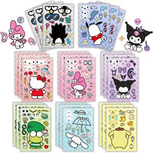 Cute Anime Stickers, 24 Sheets Make Your Own Cartoon Anime Stickers, Make a Face Sticker, Classic Anime Themed Decals, Art Craft Party Supplies