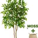 Artificial Ficus Tree 6ft Fake Floor Plant with Woven Basket