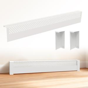 DOLEMODUO 4 FT Baseboard Heater Covers - Ventilated Metal radiator cover with Endcaps, Decorative Baseboard Radiator Cover for Home Remodeling, 48 Inches, White
