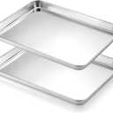 Onader Baking Sheet Set of 2, 12.5" x 9.7" Food-Grade Stainless Steel Quarter Sheet Pans for Baking, Metal Cookie Toaster Oven Pan Tray, Heavy Duty & Dishwasher Safe