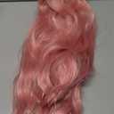 Pink Wig - Long Pink Wavy Wigs for Women Middle Part Pastel Pink 26 inch Natural Curly Synthetic Wig Heat Resistant Fiber Wigs for Daily Party Use