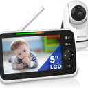 Baby Monitor with Camera and Audio, 5'' Screen Baby Monitors No WiFi, 30-Hour Battery, Remote Pan-Tilt-Zoom Video Baby Monitor, Night Vision,VOX,2-Way Talk, Temperature, 8 Lullabies and 1000ft Range