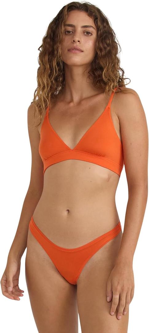 Organic Basics Womens Soft Touch Veil Triangle Bralette, Tangerine, Small