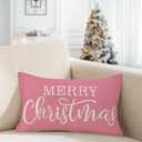 2 x Pink Christmas Lumbar Pillow Cover 12x20 Inches for Xmas Decorations Merry Christmas Throw Pillow Covers Winter Holiday Cushion Case Decoration for Sofa Couch
