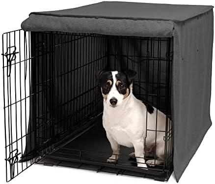 Friends Forever Metal Dog Crate Cover 30 inch w/Light Blocking Protective Curtain, Dog Cage Cover w/Roller Shades, Machine Washable, Trucker Black Small