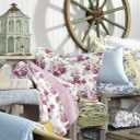 Laura Ashley Home - Queen Quilt Set, Reversible Cotton Bedding with Matching Shams, Pre-Washed Home Decor for Added Softness (Flora Blue, Queen)
