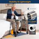 Folding Walker for Seniors, Rolling Walker with 8 Height Adjustments, One-Hand Folding, 300lbs Capacity, Lightweight Aluminum Front Wheel Walker for Elderly Adults and Handicap