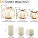 Halloween Light Up Pumpkin Lantern, 3 Pcs Metal Orange Pumpkin Candle Holders with Timer Flickering Yellow LED Candle Lights for Thanksgiving Halloween Harvest Fall Home Decor