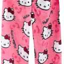 Anime Pajamas Pants Women Cartoon Family Christmas Pajama Pants Kawaii Flannel Pajama Pants Black and Pink (XX-Large, Rose Red)