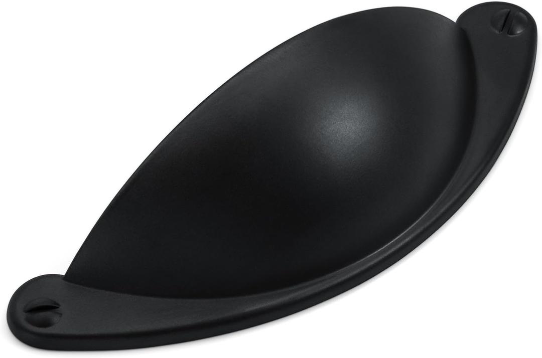 HESTIA HARDWARE 10 Pack | 2 1/2 Inch Drawer Pulls Black Kitchen Cabinet Handles and Dresser Drawer Pulls | Bathroom Matte Black Cabinet Pull | Black Cabinet Hardware Cup Pulls for Drawers (Z7.10.D)