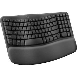 Logitech Wave Keys Wireless Ergonomic Keyboard with Cushioned Palm Rest, Comfortable Natural Typing, Easy-Switch, Bluetooth, Logi Bolt Receiver, for Multi-OS, Windows/Mac - Graphite