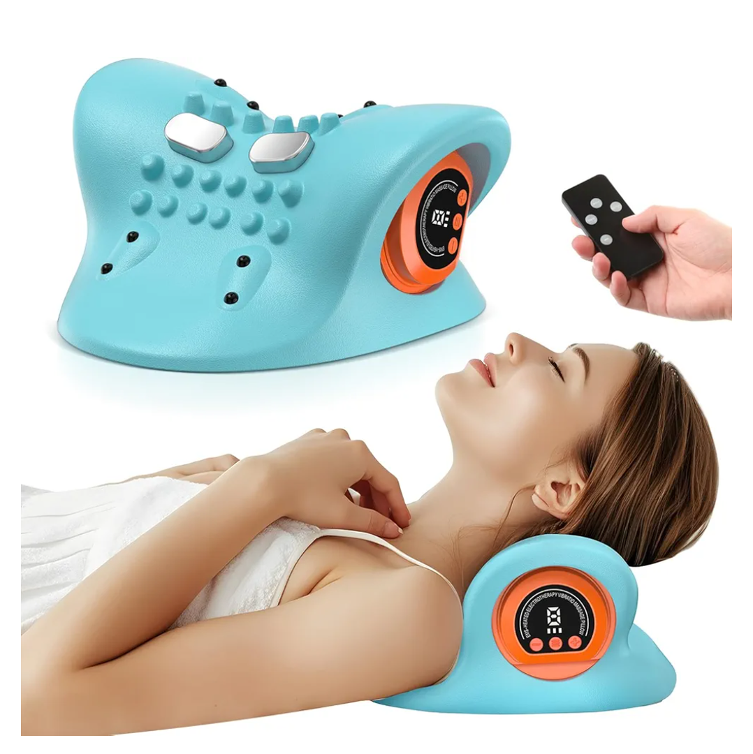 Vzvvzp Neck Massager 2025, Neck Stretcher Cervical Traction with Heat, 3 Modes, Portable Massage Neck Hump Corrector for Pain Relief and Muscle Relax, 26° Angle Cervical Traction Device