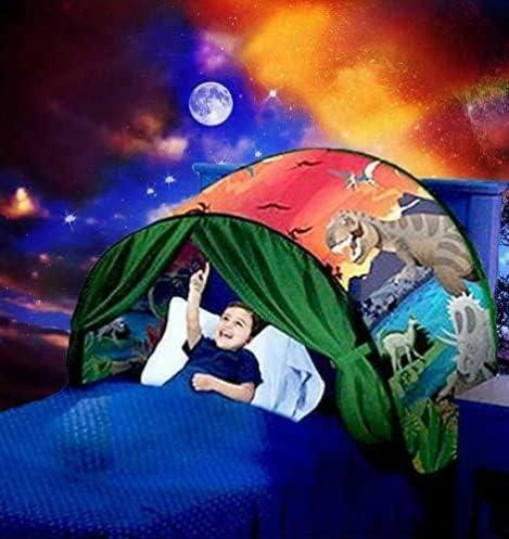 Bed Tents Fantasy Fun Foldable Play Pop up Outdoor Indoor Twin Size,Magic Playhouse Princess Secret Castle,Birthday for Girls Kids Baby (Dinosaur Island)
