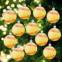 Leitee 12 Pcs Christmas Plastic Softball 2.36 Inch Xmas Tree Ornaments with Hanging Loop Sports Theme Decorative Hanging Ornaments for Holiday Party Christmas Tree Home