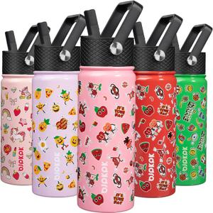 BJPKPK Insulated Water Bottle with Straw Lid, 18 oz Stainless Steel Metal Water Bottles, Reusable Leak Proof BPA Free Water Bottles, Cups, Thermo, Passionate-Pink