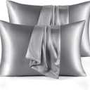 Bedsure Satin Pillowcase for Hair - Dark Grey Satin Pillow Cases Standard Size with Zipper 4, Similar to Silk Pillow Cases for Skin, Silky & Soft, Gifts for Women Men, 20x26 Inches (Standard (20" x 26"), 05 - Dark Grey - Zipper)
