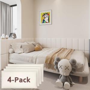 YU LI 3DH 3D Anti-Collision Wall Padding for Kids Self-Adhesive 4PCS White headboard Panels for Wall Peel and Stick headboard