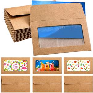 120 Packs Window Card Envelopes Gift Sleeves Credit Size Business Invitation Card Envelopes for Christmas Thanksgiving Gifts, 3.9 x 2.4 Inch(Classic,Kraft Color)