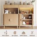 Decofy 47.2" Sideboard Buffet Cabinet with LED Light & Sliding Door, Modern Storage Cabinet with Adjustable Shelf &2 Drawers, Coffee Bar for Kitchen, Entryway(Oak), 8.85" W x 36.61" D x 19.29" H