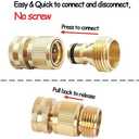 HQMPC Garden Hose Quick Connect Solid Brass Quick Connector Garden Hose Fitting Water Hose Connectors Garden Hose Disconnect 3/4 inch GHT (2Sets) (2Female+2Male)