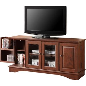 Walker Edison Traditional Wood Universal TV Stand with Storage Cabinets for TV's up to 65" Living Room Entertainment Center, 44 Inch, Traditional Brown 16"D x 52"W x 24"H