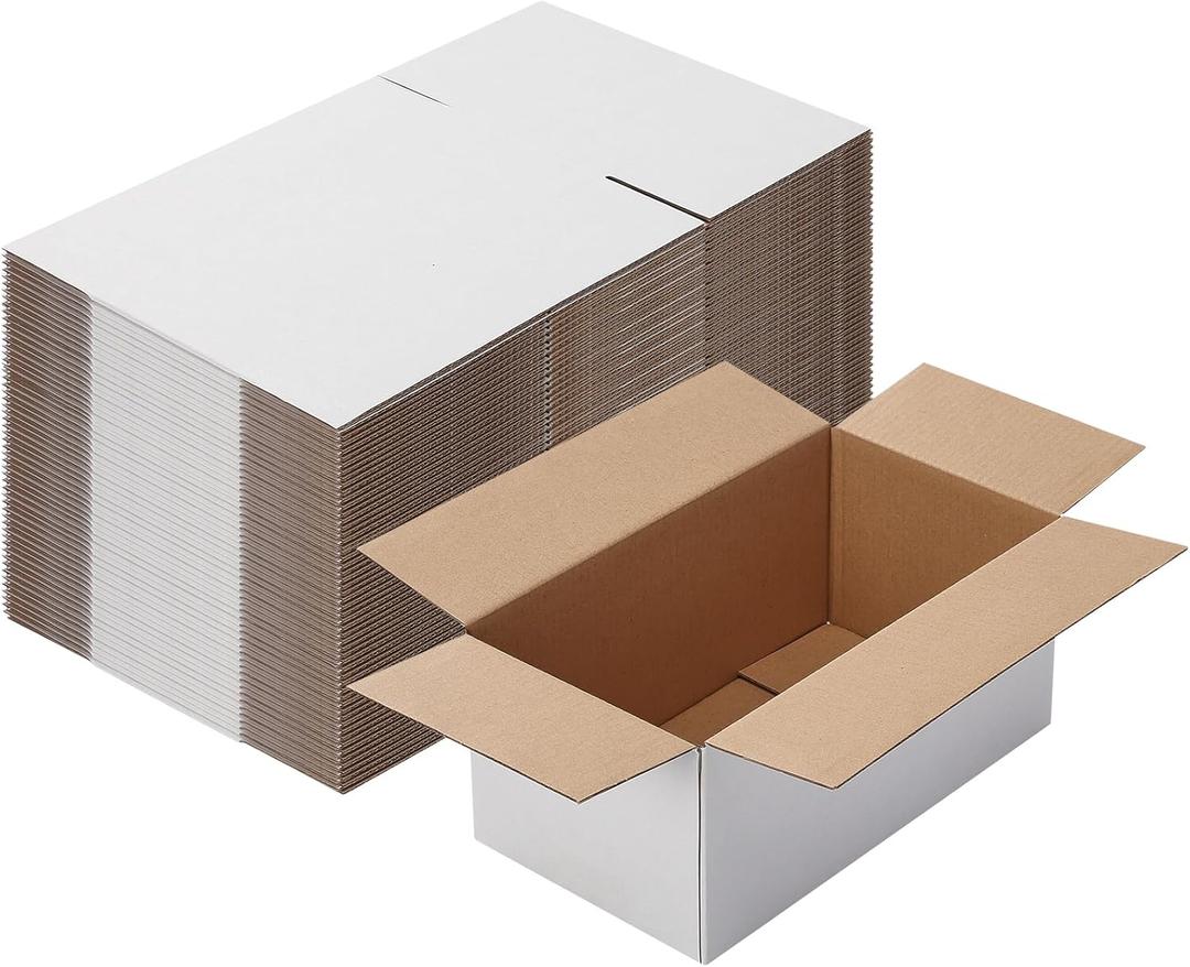 Calenzana 9x5x4 Shipping Boxes Set of 40, White Corrugated Cardboard Box for Mailing Packing Gifts Small Business