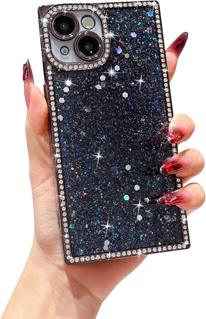 Owncase for iPhone 13 Pro Max Case Glitter, Crystal Diamonds Shiny Bling Sparkly Electroplated Edge Shockproof Soft TPU Bumper Phone Case for Women Girls, Silver