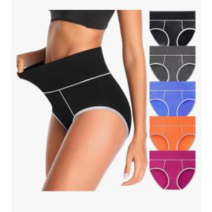 CULAYII High Waisted Underwear for Women Cotton No Muffin Top Full Coverage Briefs Soft Stretch Ladies Panties 5 Pack 5XL, Multicolor H- 5pack