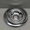 W10196405 W10196406 Stove Burner Drip Pans for Electric Stove Top-Compatible with Whirlpool Electric Range-Thickening to Prevent Bent-Set of 4 Chrome Drip Pans, Silver