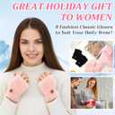 SATINIOR 8 Pairs Women's Winter Gloves Warm and Fleece Lining Knit Touchscreen Elastic Cuff Texting Gloves (Khaki, Taro, Pink, Black)