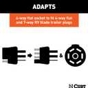 CURT 57672 Dual-Output 4-Way Flat Vehicle-Side to 7-Way RV Blade Trailer Wiring Adapter