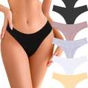 READY TO LOVE Cotton Underwear for Women Pack Breathable Thongs for Women Sexy Stretch Soft Womens Panties Thong XS-XL (Medium, Black / Khaki / Gray / White / Nude)