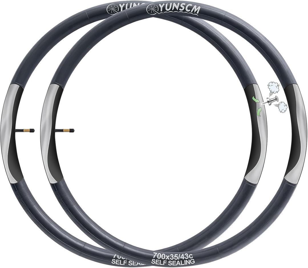 2-PCS 700C Self-Sealing Bike Tubes 700x35C 700x38C 700x40C 700x42C AV48mm Automatic Repair, Puncture Resistant Compatible with 700x35C/36C/38C/40C/42C/43C Heavy Duty Bicycle Tire Tubes Schrader Valve