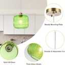 WILON 7.48'' Glass Pendant Light Vintage Light Fixtures with Green Glass Lmapshade, Modern Gold Round Hanging Light for Kitchen Island Dining Room Hallway