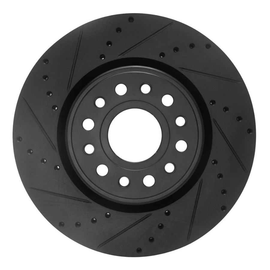 Dynamic Friction 633-40120L - Drilled and Slotted Black Zinc Brake Rotor