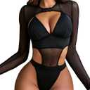 Avidlove Rave Outfits for Women Festival Sexy Lingerie Bodysuit Buckle Shrug Crop Top Set (Small, A-black)