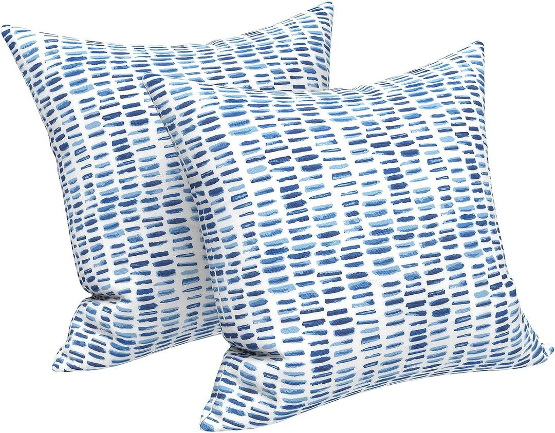 LVTXIII Outdoor Throw Pillows, Decorative Throw Pillows with Inserts, 16"x16" Square Pillows for Bed, Couch, Sofa and Patio Furniture, Set of 2, A Pebble Blue