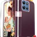 LeYi for Motorola Moto-G-2025 Case: [NOT FIT G Power] Tempered Glass Screen Protector, Heavy Duty 3 in 1 Rugged Cover, Military Grade Shockproof Android Phone Case for Moto G 2025, Wine RedPink