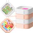 Kathfly 4 Pcs Pink White Hair Tie Organizer Portable Hair Accessory Storage Containers Stackable Tie Bobby Pin Holder Home Cotton Swab Dispenser Accessories Jewelry Organizer Box