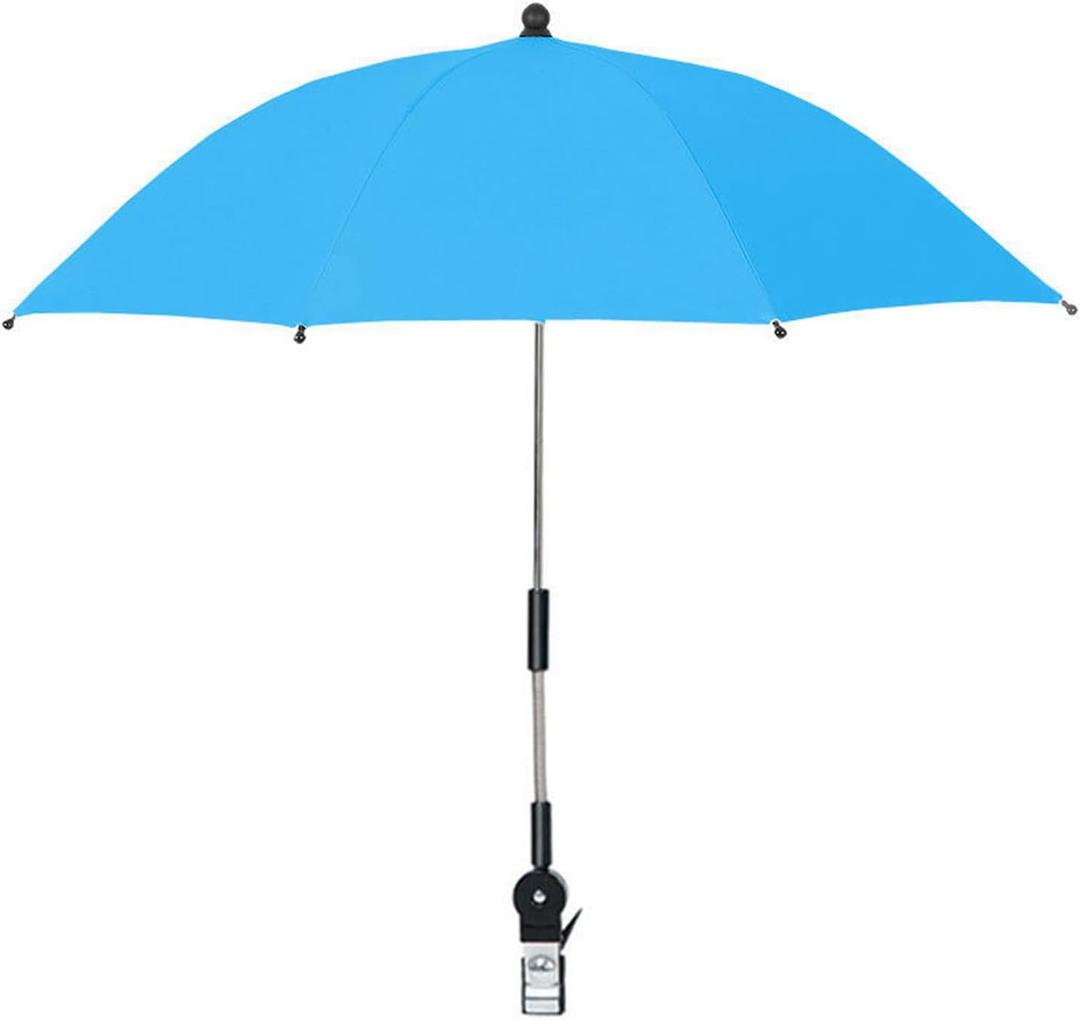 Beach Chair Umbrella, Chair Umbrella With Clamp, Portable Umbrella With Stand, Portable Clamp on Patio Chair, Beach Chair, Stroller, Sport chair, Wheelchair and Wagon (Blue)