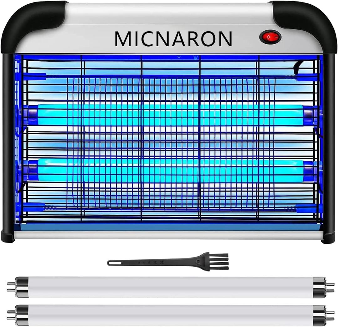 Indoor Electric Bug Zapper, 2800V Powerful Flying Insect Mosquito Killer w/ 20W Blue Light Attract, Plug-in Pest Control Machine for Moth, Fruit Fly, Fungus Gnat, Garage Bug Catcher/Eliminator/Trap