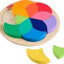 Fisher-Price Wood Preschool Toy Color Wheel Puzzle, 19 Wooden Pieces for Shape-Sorting Play, Preschool Kids Ages 3+ Years